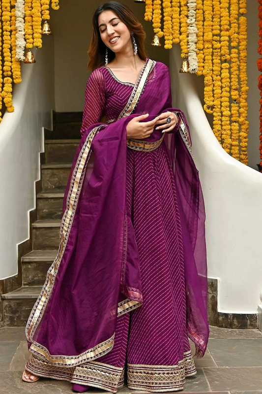 Modern Flared Lehenga Choli with Bold Stripes and Matching Dupatta