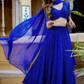 Modern Flared Lehenga Choli with Bold Stripes and Matching Dupatta