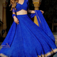 Modern Flared Lehenga Choli with Bold Stripes and Matching Dupatta