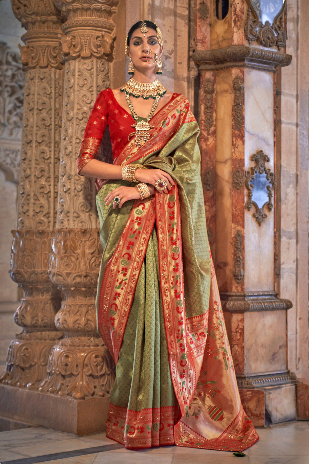 Traditional Patola Silk Saree with Intricate Weaving