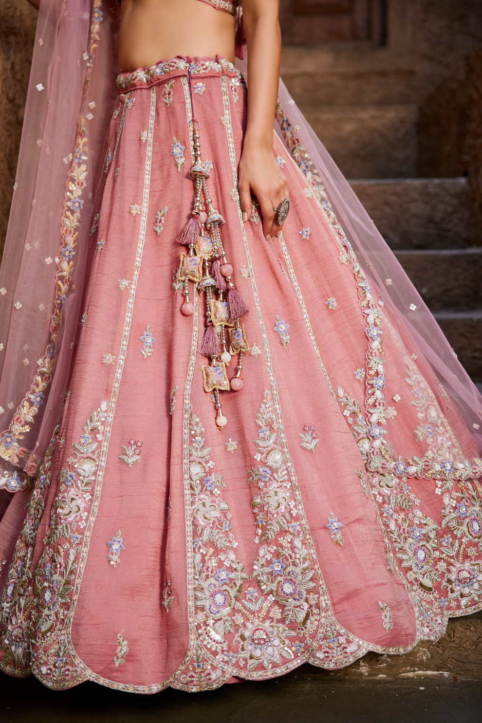 Designer Tissue Lehenga Choli & Dupatta Featuring Sequins Work