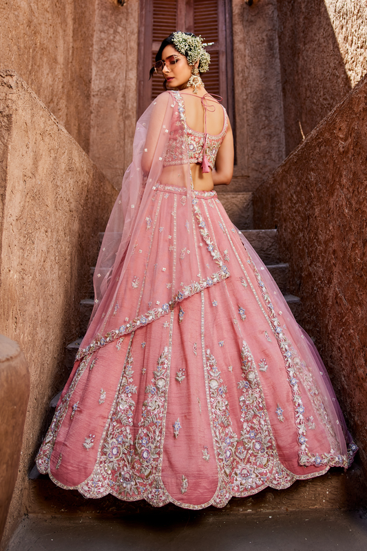 Designer Tissue Lehenga Choli & Dupatta Featuring Sequins Work