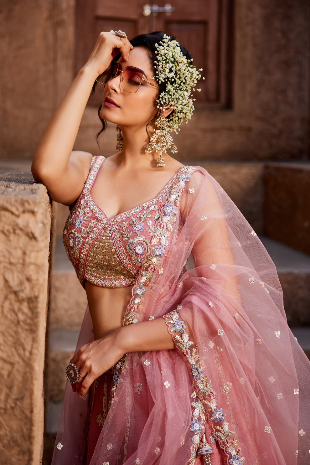 Designer Tissue Lehenga Choli & Dupatta Featuring Sequins Work