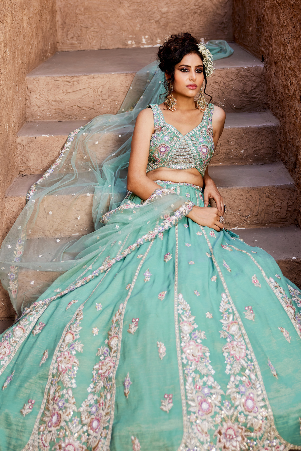 Designer Tissue Lehenga Choli & Dupatta Featuring Sequins Work