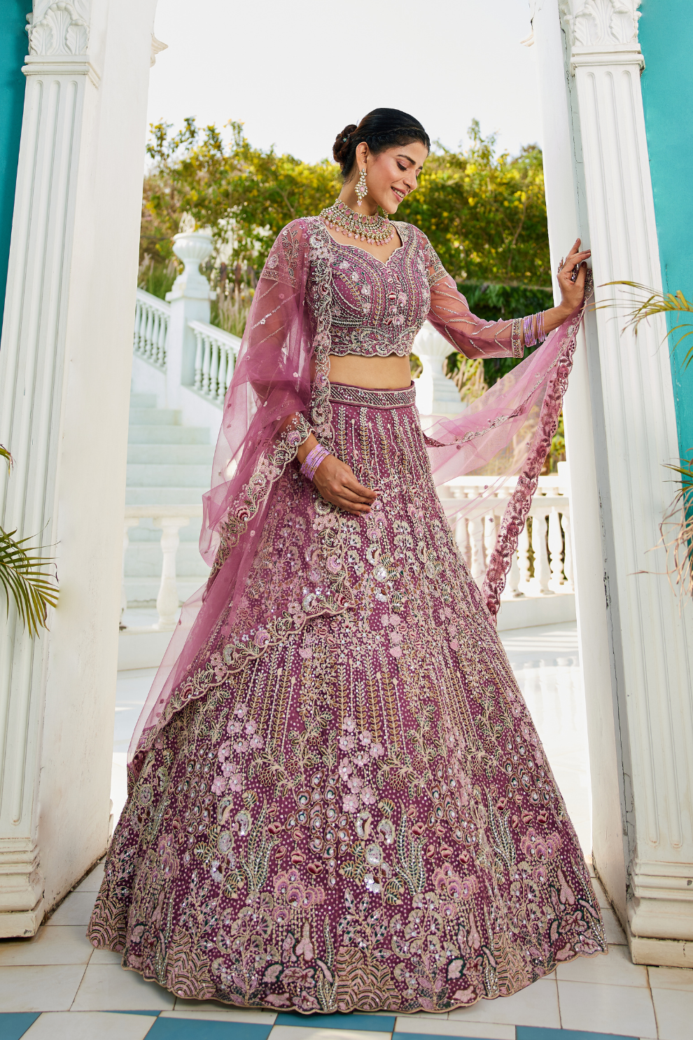 Festive Net Lehenga Choli with Rich Coding and Zarkan Accents