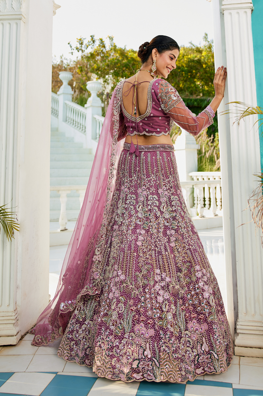 Festive Net Lehenga Choli with Rich Coding and Zarkan Accents