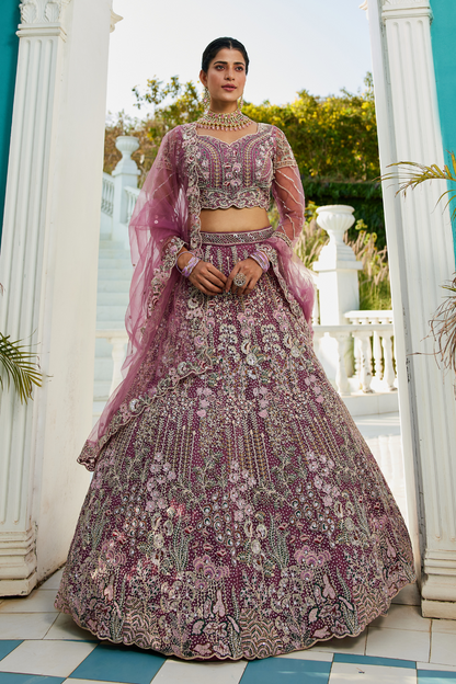 Festive Net Lehenga Choli with Rich Coding and Zarkan Accents