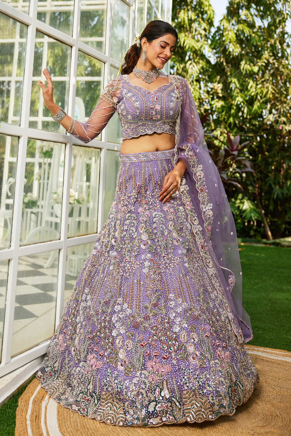 Festive Net Lehenga Choli with Rich Coding and Zarkan Accents