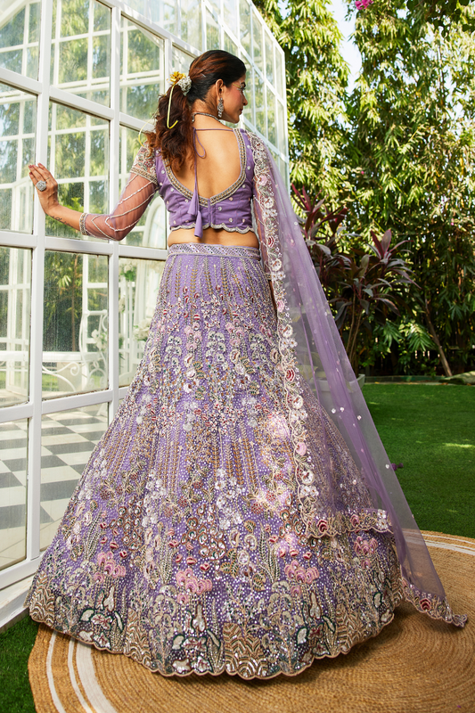 Festive Net Lehenga Choli with Rich Coding and Zarkan Accents