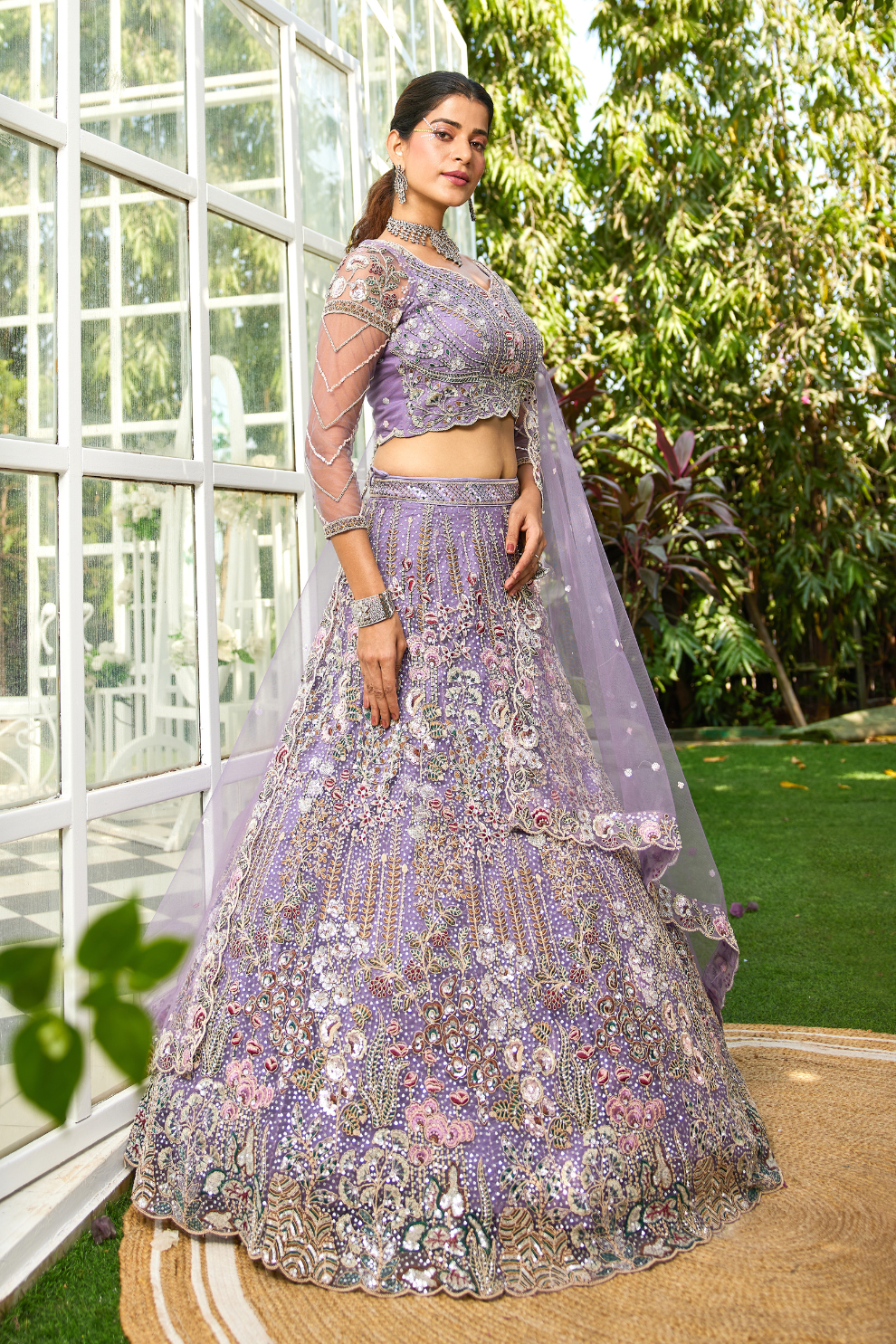 Festive Net Lehenga Choli with Rich Coding and Zarkan Accents