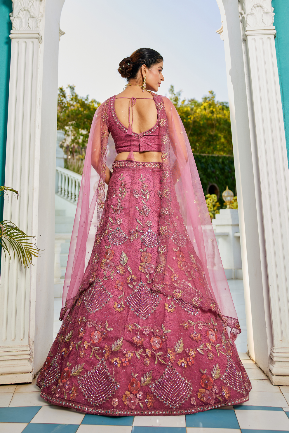 Designer Net Lehenga Choli & Dupatta with Handcrafted Coding