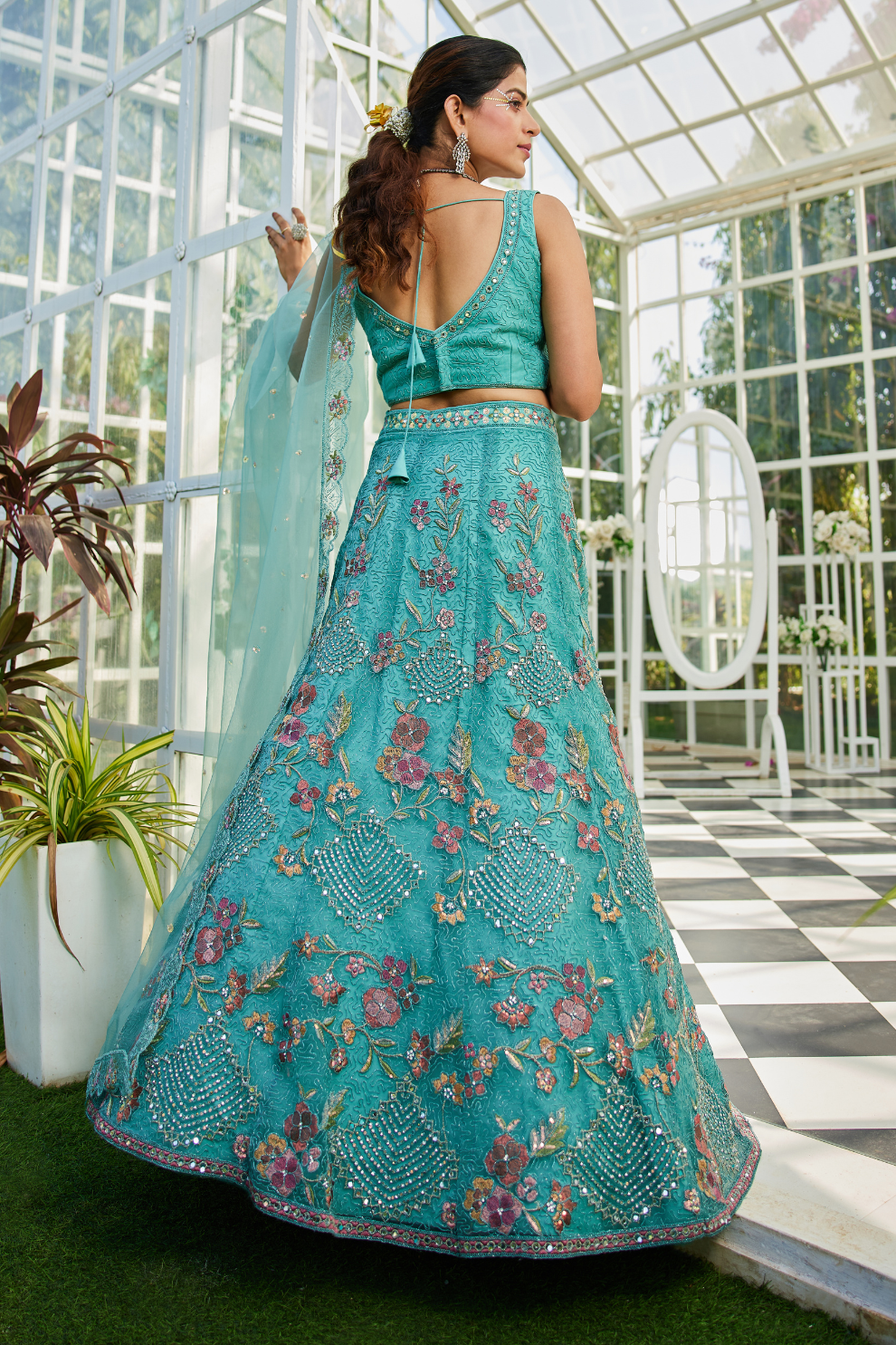 Designer Net Lehenga Choli & Dupatta with Handcrafted Coding