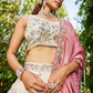 Tissue Semi-Stitched Lehenga Choli with Sequins and Thread Embroidery with Dupatta