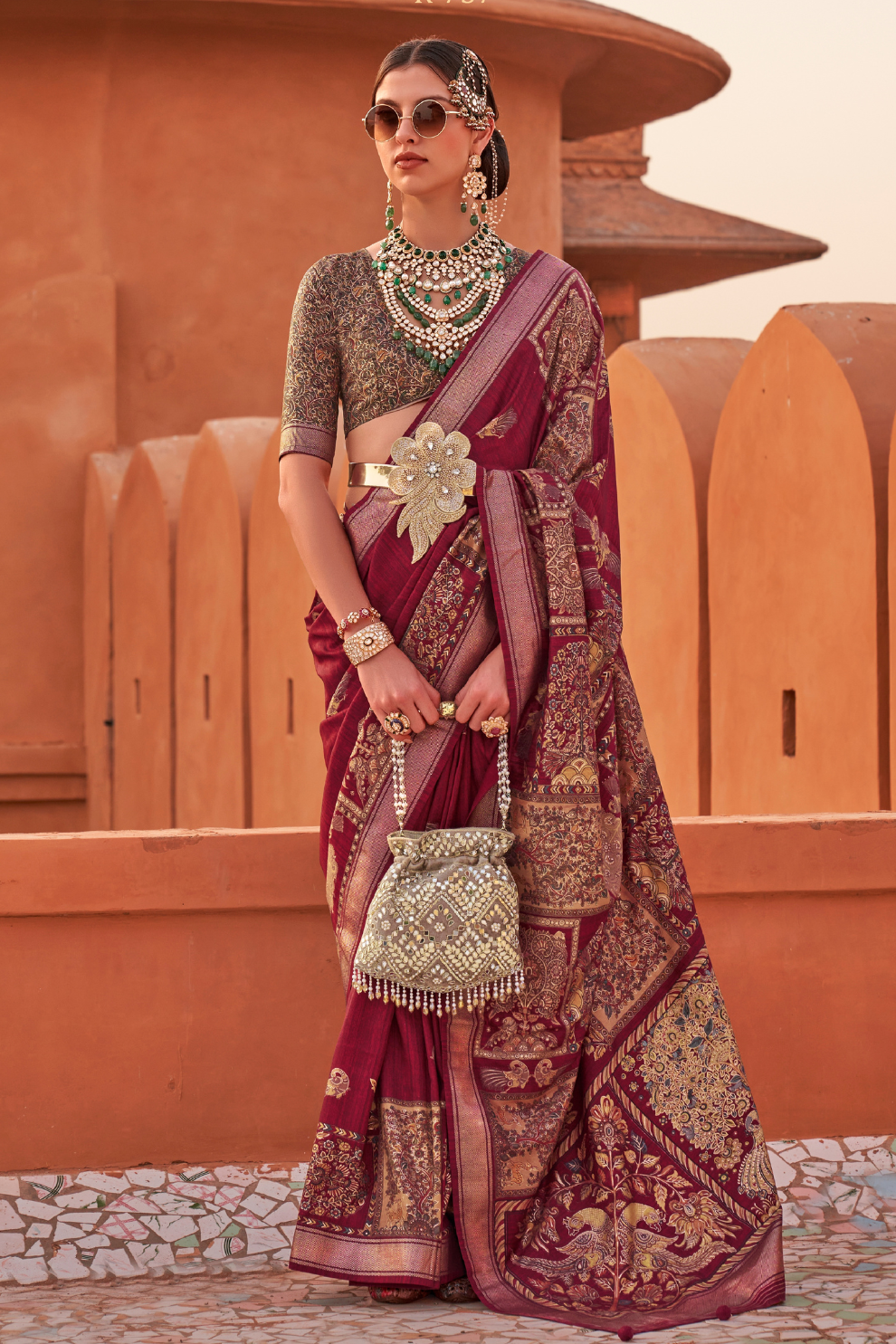 Glossy Finish Saree in Viscose Polyester Silk Fabric Print