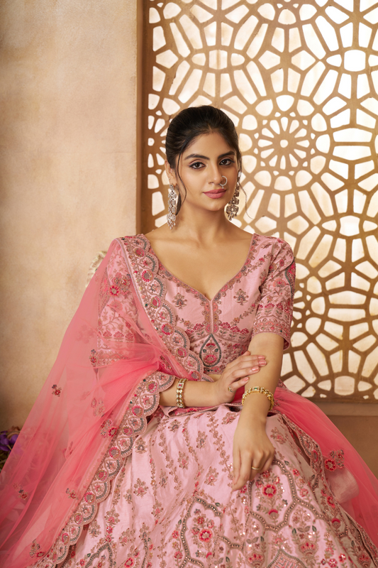 Designer Bridal Lehenga Featuring Imperial Embroidery and Whimsical Patterns