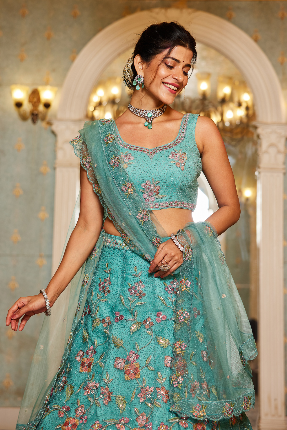 Traditional Net Lehenga Choli & Dupatta with Rich Coding