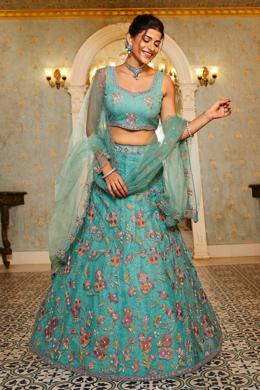 Traditional Net Lehenga Choli & Dupatta with Rich Coding