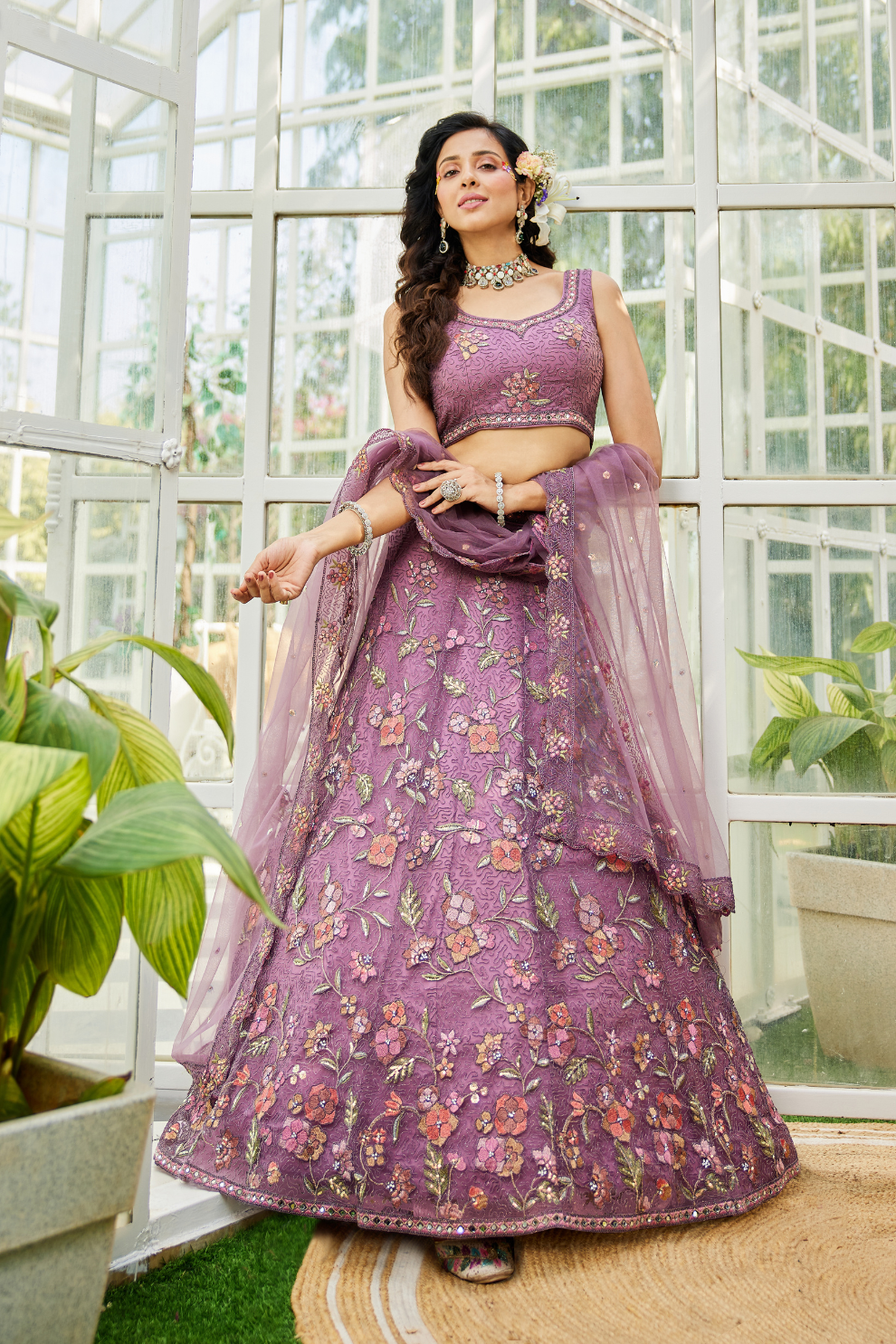Traditional Net Lehenga Choli & Dupatta with Rich Coding