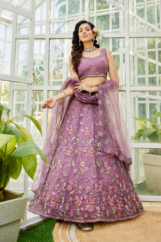 Traditional Net Lehenga Choli & Dupatta with Rich Coding