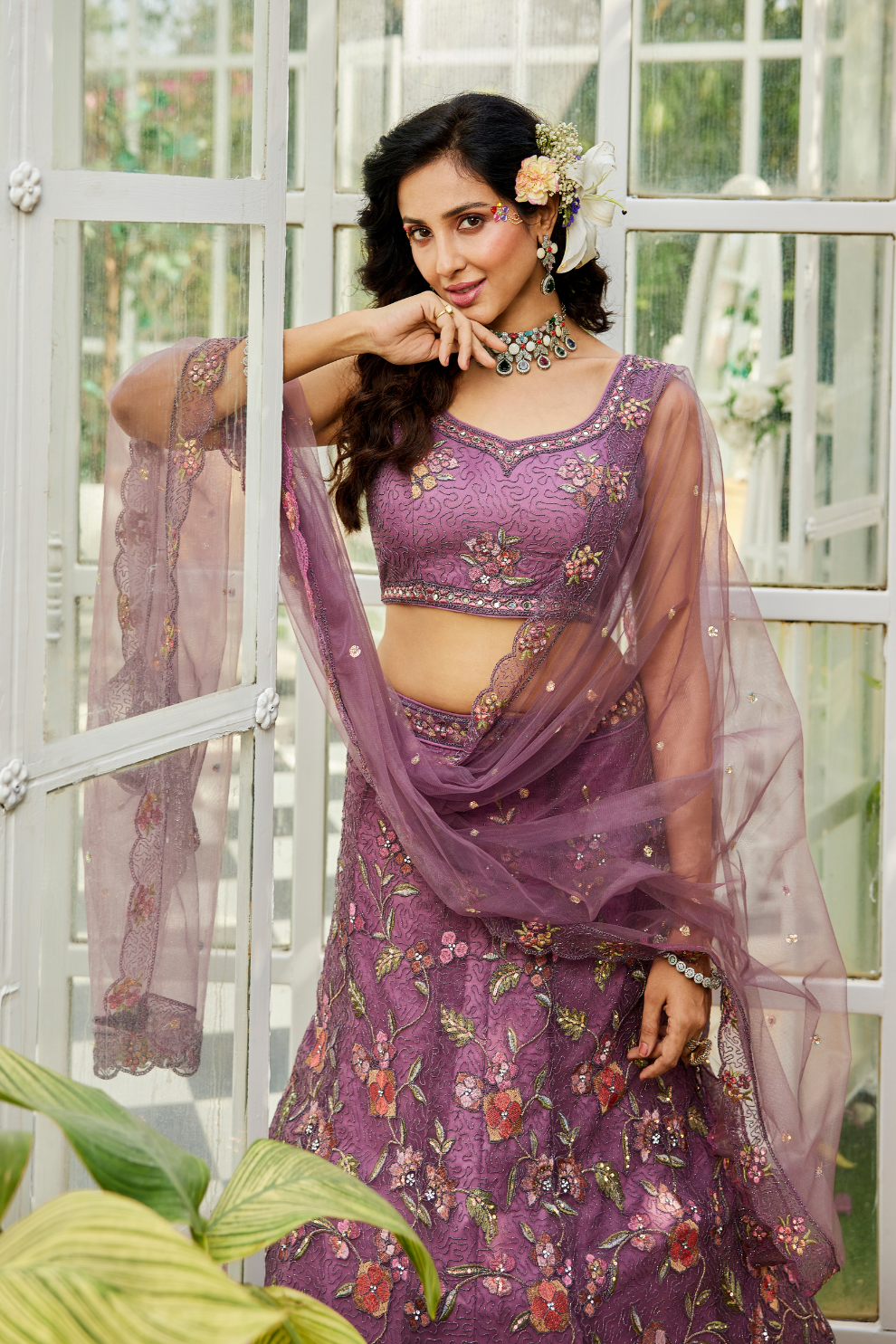 Traditional Net Lehenga Choli & Dupatta with Rich Coding