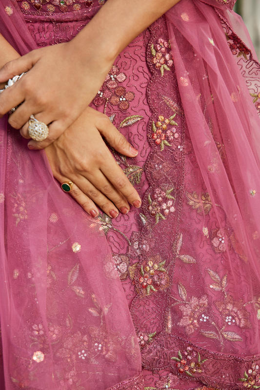 Traditional Net Lehenga Choli & Dupatta with Rich Coding