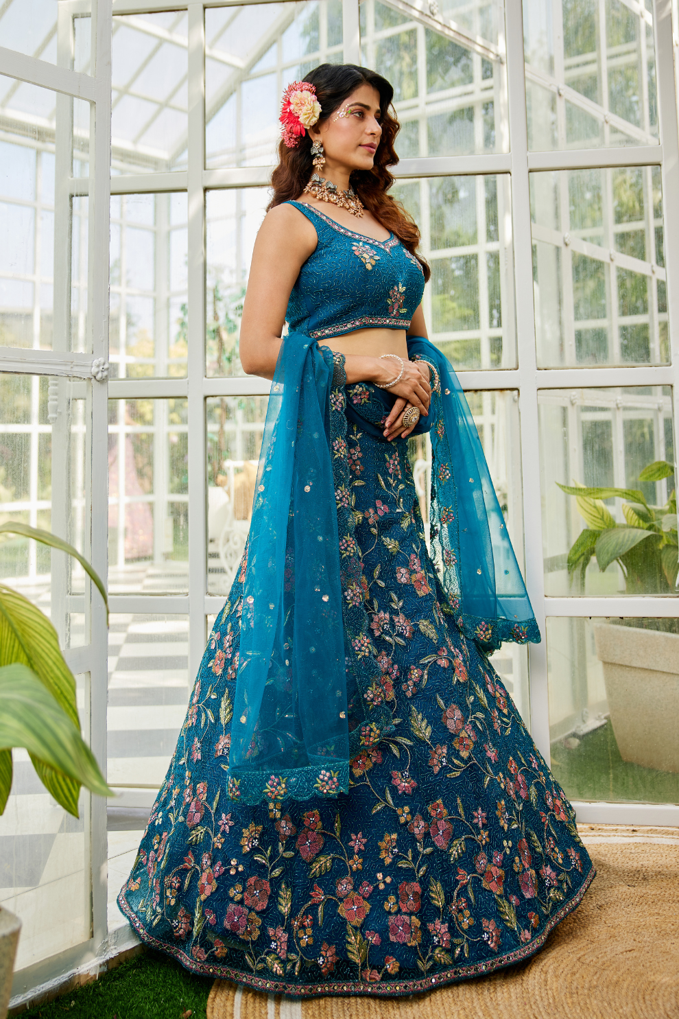 Traditional Net Lehenga Choli & Dupatta with Rich Coding