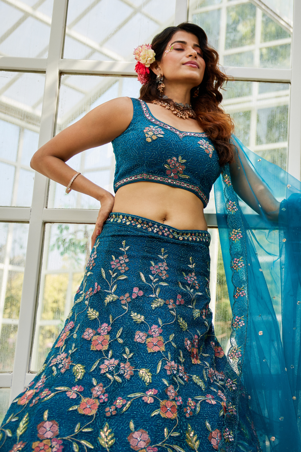 Traditional Net Lehenga Choli & Dupatta with Rich Coding