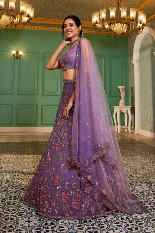 Traditional Net Lehenga Choli & Dupatta with Rich Coding