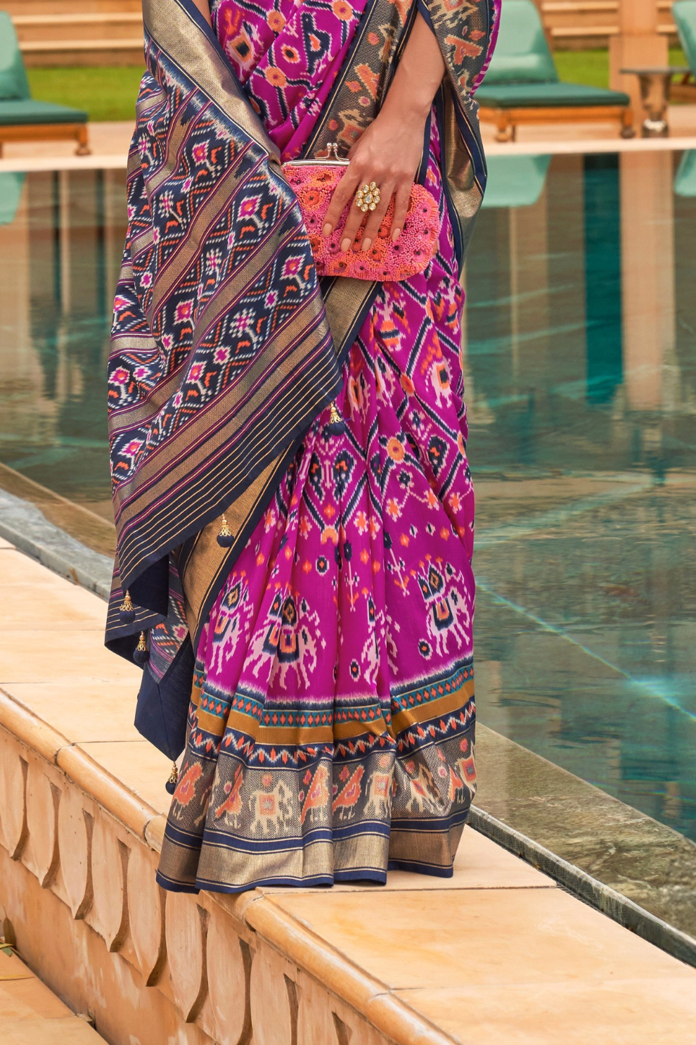 Elegant Patola Silk Saree with Foil Print Design