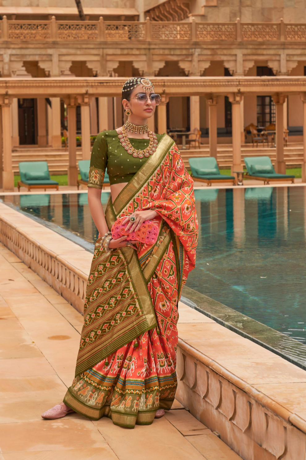 Elegant Patola Silk Saree with Foil Print Design