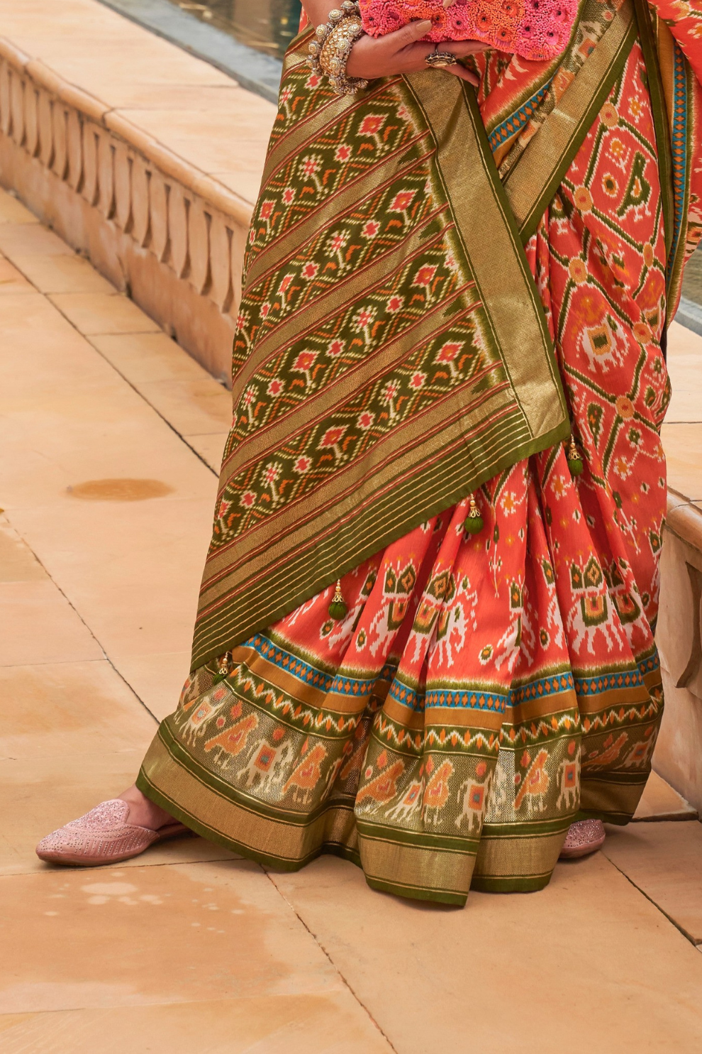 Elegant Patola Silk Saree with Foil Print Design