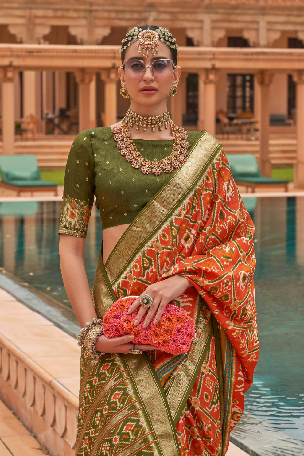 Elegant Patola Silk Saree with Foil Print Design