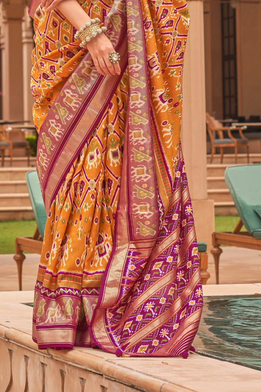 Elegant Patola Silk Saree with Foil Print Design