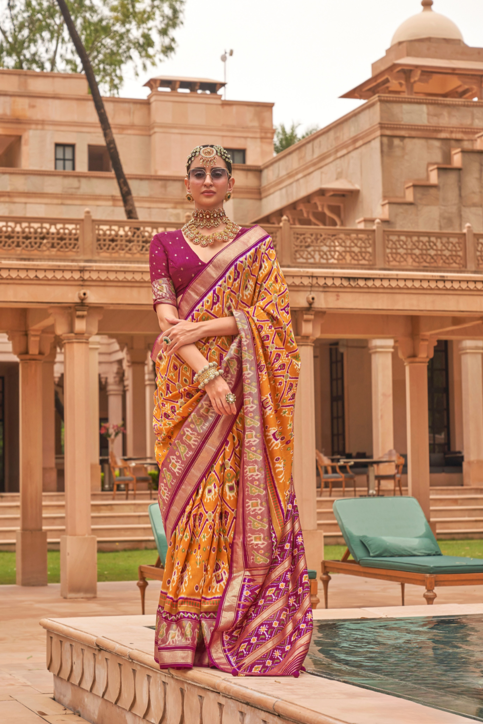 Elegant Patola Silk Saree with Foil Print Design