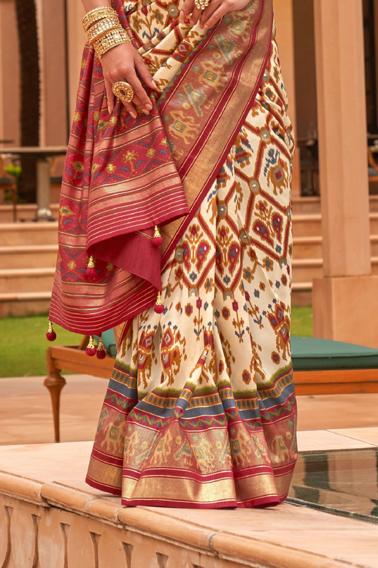 Elegant Patola Silk Saree with Foil Print Design