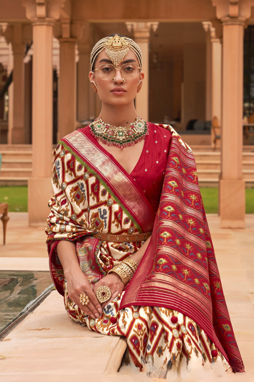 Elegant Patola Silk Saree with Foil Print Design