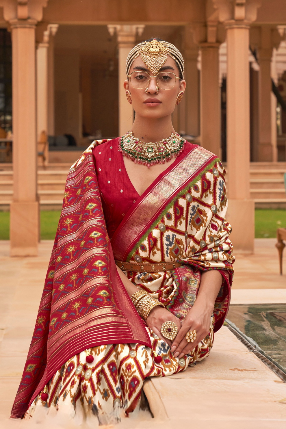 Elegant Patola Silk Saree with Foil Print Design