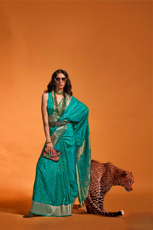 Woven Design Zari Satin Banarasi Saree with Rich Detailing