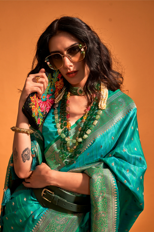 Woven Design Zari Satin Banarasi Saree with Rich Detailing