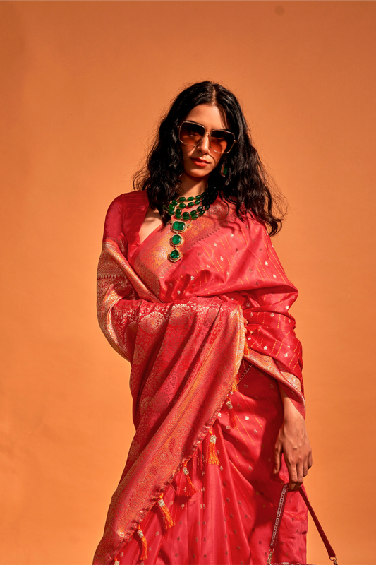Woven Design Zari Satin Banarasi Saree with Rich Detailing