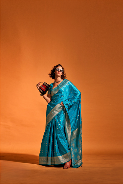 Woven Design Zari Satin Banarasi Saree with Rich Detailing