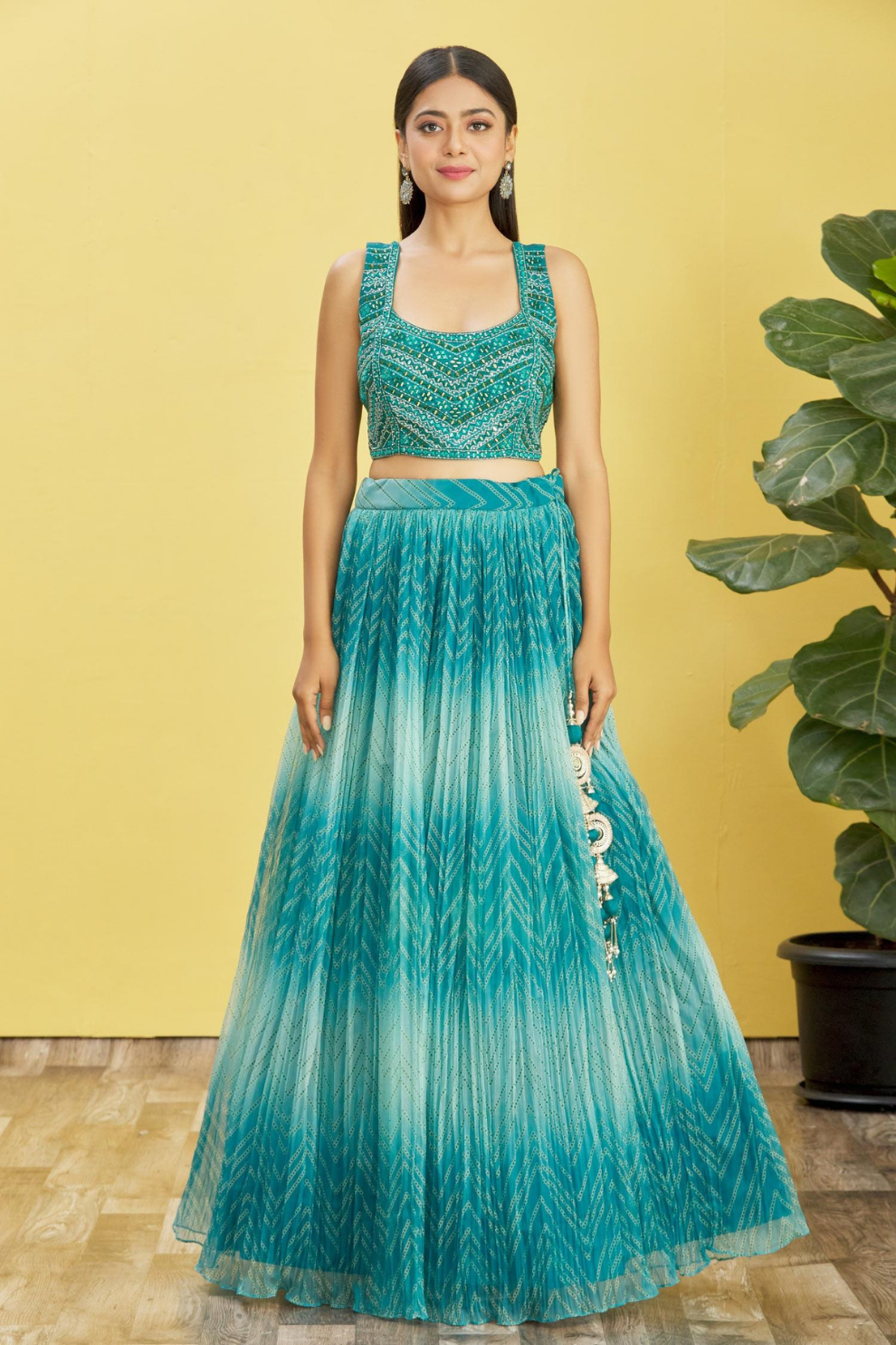 Vibrant Digital Printed Organza Lehenga Choli with Contemporary Flair