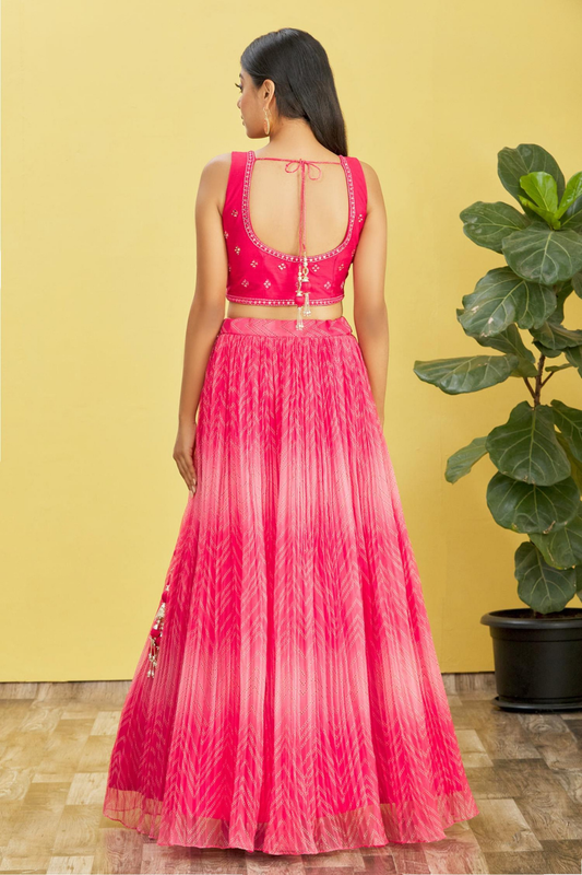 Vibrant Digital Printed Organza Lehenga Choli with Contemporary Flair
