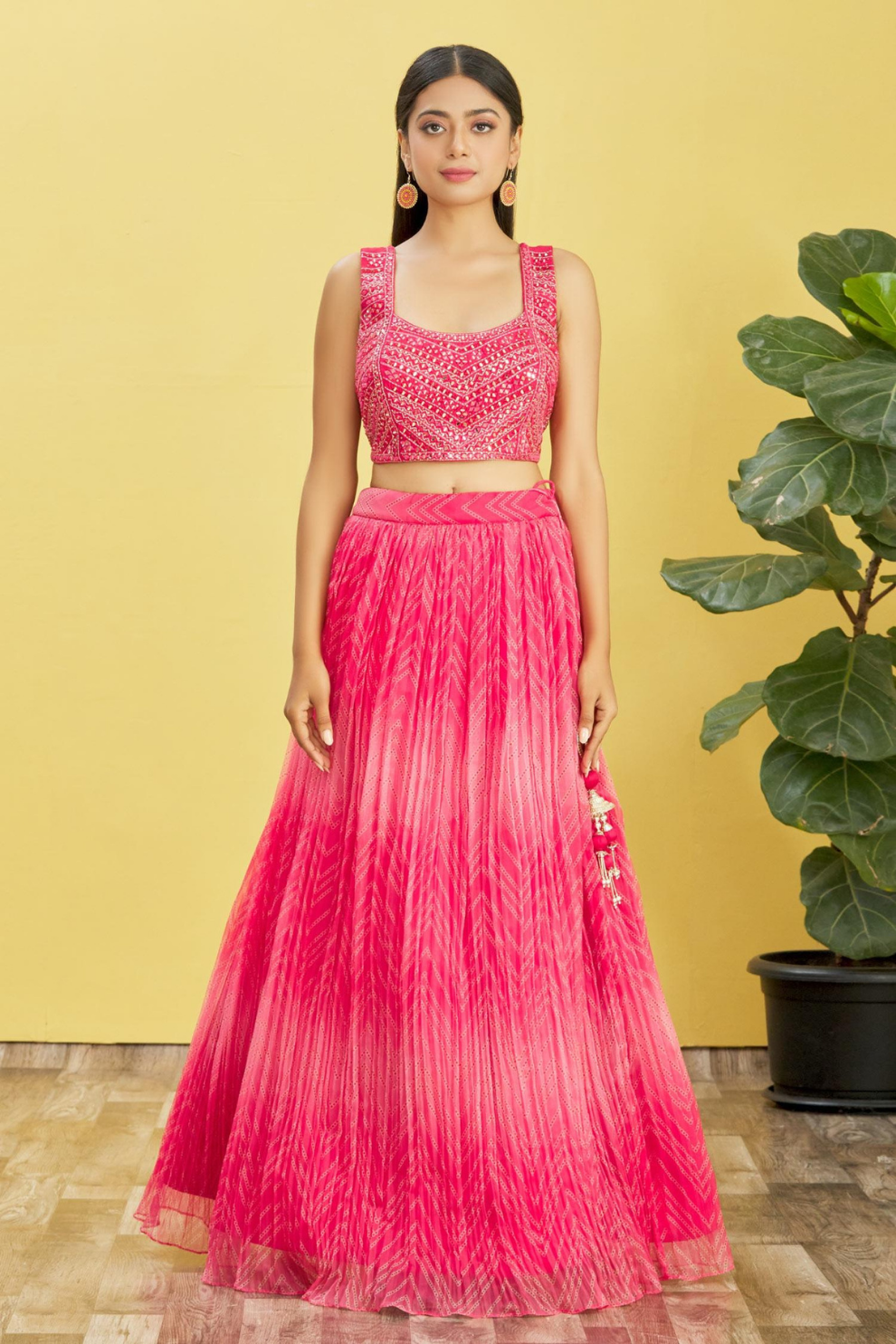 Vibrant Digital Printed Organza Lehenga Choli with Contemporary Flair
