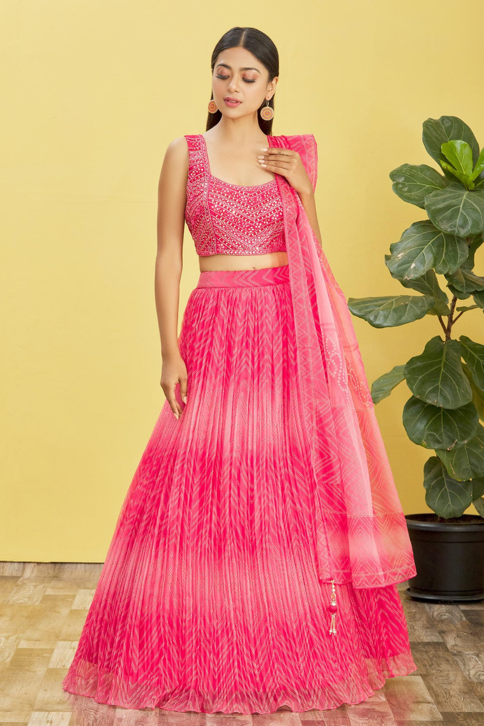 Vibrant Digital Printed Organza Lehenga Choli with Contemporary Flair