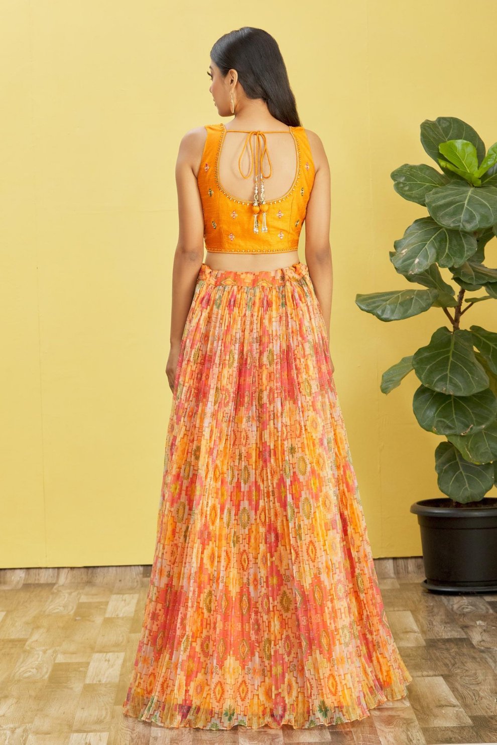 Vibrant Digital Printed Organza Lehenga Choli with Contemporary Flair