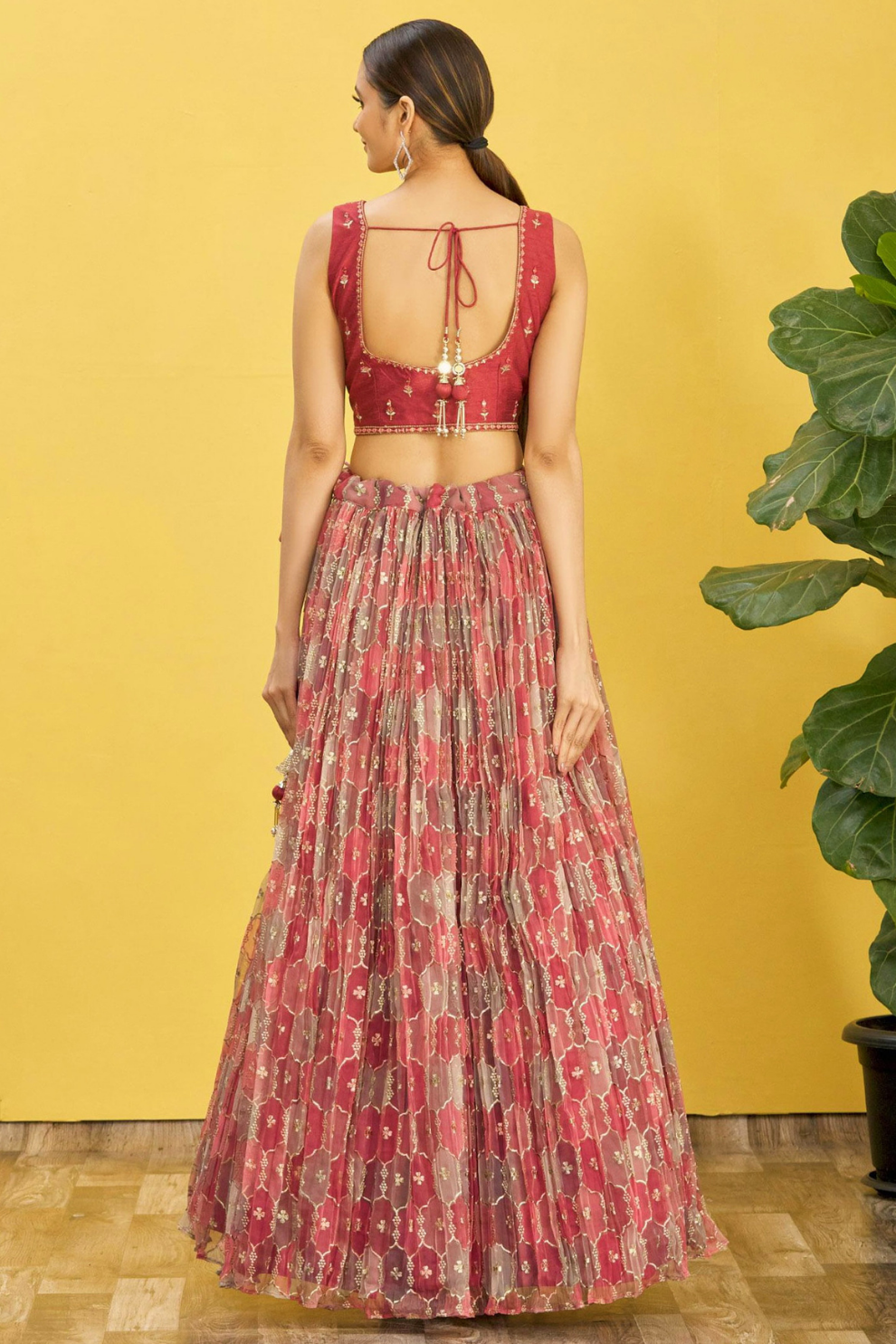 Vibrant Digital Printed Organza Lehenga Choli with Contemporary Flair