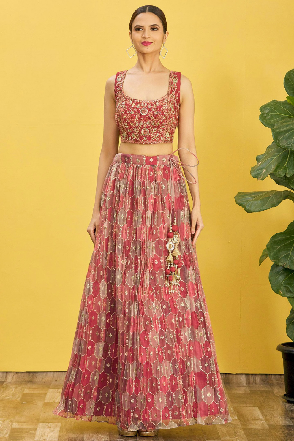 Vibrant Digital Printed Organza Lehenga Choli with Contemporary Flair