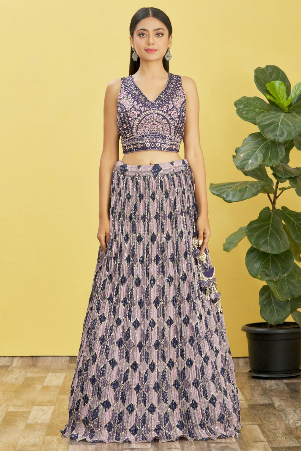 Vibrant Digital Printed Organza Lehenga Choli with Contemporary Flair