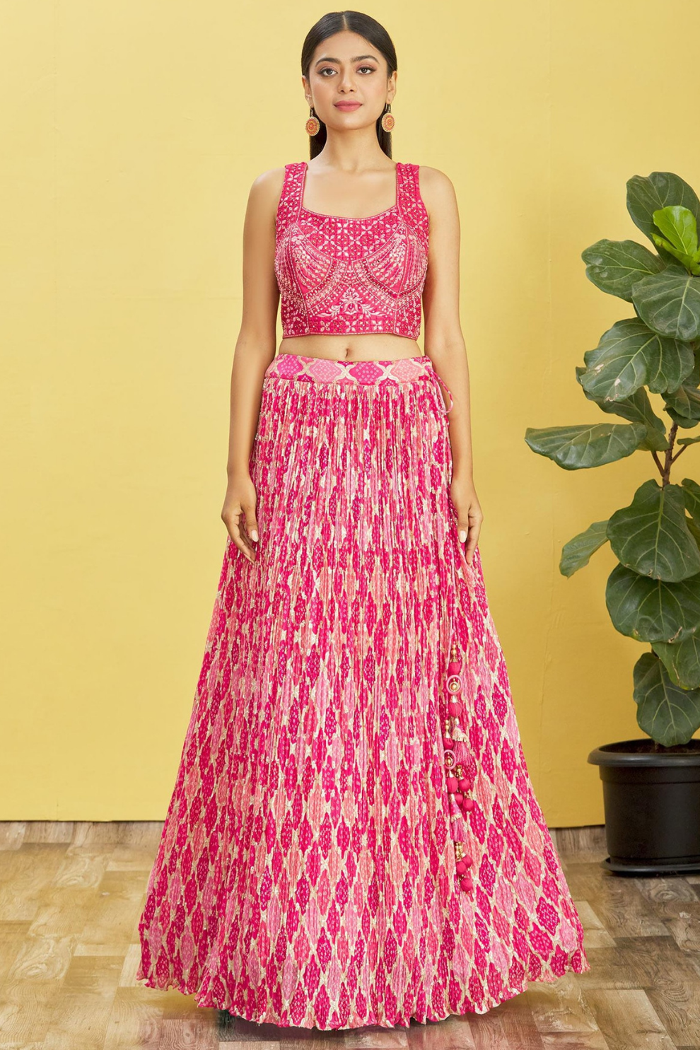 Vibrant Digital Printed Organza Lehenga Choli with Contemporary Flair